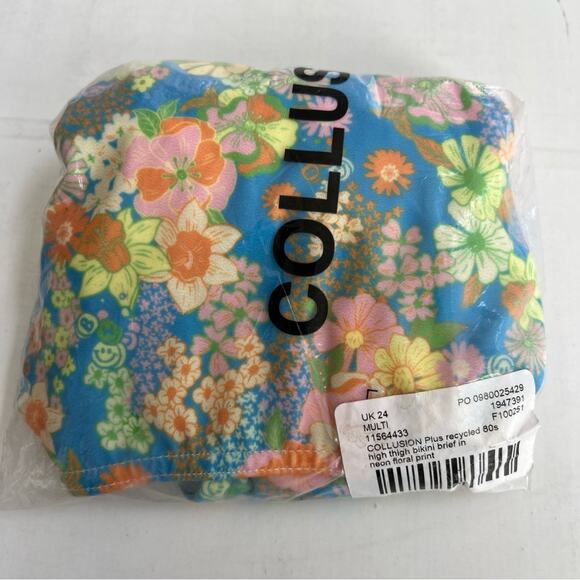 New COLLUSION (ASOS) High Thigh Bikini Bottom Floral Print Women’s SIZE 20 - Picture 8 of 9